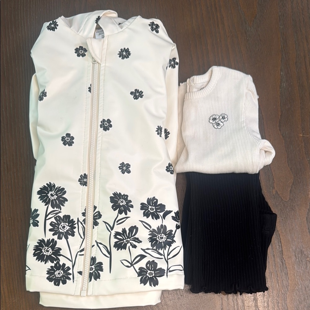 Raincoat with matching long sleeve top and pants set